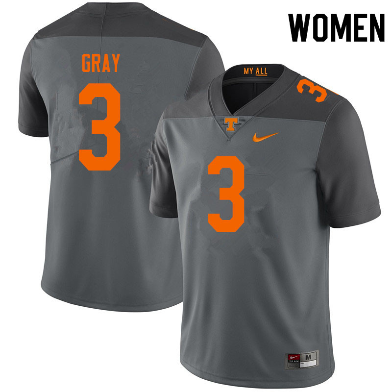 Women #3 Eric Gray Tennessee Volunteers College Football Jerseys Sale-Gray - Click Image to Close